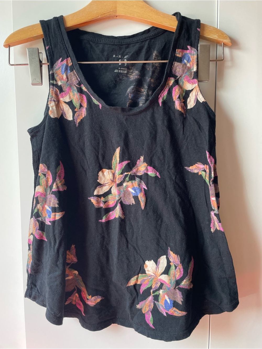 a new day Black Floral Sleeveless Tank with Multicolor Blossom Print